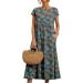 Women's Summer Cotton Linen Floral Printed Short Sleeve Dress Crew Neck Loose Casual Beach Dresses with Pockets 04 Medium - Buy Online on GoSupps.com