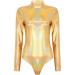 Elegant Women's Metallic Ballet Jersey Dance Body Suit - Long Sleeve Shiny Gymnastics Wear - Buy Online on GoSupps.com