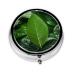 Green Leaf Nature Portable Metal Pill Box Round Mini 3-Compartment Plastic Insert hinged Fastening Design Suitable for Small Pills Must-Have for Travel Black