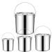 Stainless Steel Bucket 6L/12L/20L Kitchen Stainless Steel Bin with Lids and Handle Water Bucket (Color : Silver 25cm)