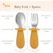 Qkie 4-Pack Stainless Steel Baby Cutlery Set | Toddler Fork & Spoon with Silicone Handles | Ideal for 10+ Months | Sand White & Gray - Buy Online on GoSupps.com