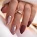 Medium Press on Nails Almond Fake Nails Burgundy Matte Full Cover Glue on Nails Golden Curve Glitter Design Acrylic Nails Press ons Glossy Artificial False Nails for Girls 24Pcs Golden Curve Glitter Matte