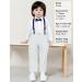 Mint Green Baby Boy Outfit Set - 4pcs Gentleman Wedding Suit with Long Sleeves Shirts, Trousers, Suspenders & Bowtie - 12-18 Months (White/Grey) - Buy Online on GoSupps.com