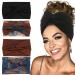 GORTIN Wide Headbands for Women Black Boho Headband Stretchy Head Wraps Leopard Knotted African Hair Bands Twist Sweatbands Turban Hair Accessory Tie-Dye HeadScarf 4 Pack (B-Fashion Tie-dye)
