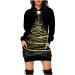 Yihaojia Christmas Sweatshirt for Women Mini Hoodies Dress Cute Snowman Print Loose Xmas Christmas Dress with Pocket Thin Black#217 Medium