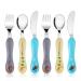 Lehoo Castle Children's Cutlery Set 6pcs Stainless Steel Toddler Cutlery Kids Cutlery Flatware Incudes 2 x Spoons 2 x Forks 2 x Knives Grey/Yellow/Blue