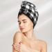 Anchor Black Tartan Plaid Microfiber Hair Towel - Super Absorbent Coral Velvet Wrap for Long Curly & Thick Hair - Quick Dry Hair Cap for Women - Buy Online on GoSupps.com