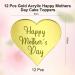 12 Pcs Happy Mothers Day Cake Toppers Gold Acrylic Mothers Day Cupcake Toppers Cake Toppers with Love Heart for Best Mom Mothers Day Party Cake Decorations - Buy Online on GoSupps.com