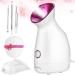 Facial Steamer SPA Sauna Face Humidifier Wolady Home Sauna Steamer Nano Ionic Warm Mist Humidifier Steamer with Stainless Steel Skin Kit for Pores Cleanse Clear Blackheads Acne Skin Cares (Middle) Pink