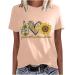 Women Short Sleeve Tops Summer Tees Plus Size Tops 2023 Tees Tshirts Shirts Cute Sunflower Graphic T-Shirt Pink XX-Large