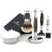 Jag Shaving Razor set-3-part shaving set-JAG's Lee Range-Silberspitz Dachshaar Razor brush-3 razor blades of razor plane-shaving stand-Green horn imitation