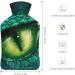 Green Dragon Eyes Hot Water Bottle with Plush Cover | Hand Warmer for Adults & Children - 26.5x15.3cm | International Shipping Available - Buy Online on GoSupps.com