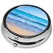 Round Beach & Sea Pill Box 3 Compartment Portable Organizer for Vitamins & Medications Travel-Friendly Decorative Pill Case - Buy Online on GoSupps.com
