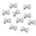 Broadfashion 10pcs 3D Glitters Bowknot Nail Stickers Bow Rhinestone Nail Art Stickers Decoration Silver