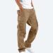 2022 Classic Fit Men's Plus Size Cargo Pants for Work & Outdoor Hiking | Khaki Large | Multi-Pocket Design - Buy Online on GoSupps.com