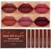 6Pcs Chocolate Matte Liquid Lipstick Lipgloss Lip Gloss Stain Makeup Set for Women  Deep Dark Red 24 Hour Stay on Matte Lipstick Long Lasting labiales matte mate larga duracion 24 horas originales Set03