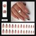 24 Pcs Medium Almond Shape Press on Nails with Black Gold Glitter Lines - False Nails for Women | DIY Manicure Decor - Buy Online on GoSupps.com