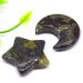 A Pair Gemstone Carved Moon and Star Shaped Couple Necklace Pendants Natural Stone Crystals Polished Figurine Craft Gift JZIGTDEM (Color : Dragon Blood Jasper Size : 1pair 1.18in)