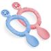 Vicloon Silicone Self Feeding Baby Spoon and Fork 2 Pcs Baby Weaning Spoon and Fork Set Baby and Toddler Self-Feeding Utensils for Infant Toddler Children First Led Training Weaning 6 Months and Up Blue & Pink