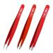 REMOS tweezers set 3-piece with eyebrow splinter & combination tweezers in red 3-piece red