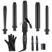 Bombay Hair Curling Wand Set 5 in 1 Curling Wand Professional Curling Iron Tourmaline Kit & Salon Beauty Tools Interchangeable - Heat Resistant Glove & Temperature Control
