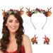 IYOU Christmas Headbands Hair Clips Red Reindeer Antlers Hair Band Flower Dear Ear Hair Accessories for Party Halloween Cosplay