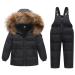 Kids Winter Puffer Jacket and Snow Bib Pants Ski Suits 2-Piece Snowsuit Hooded Down Coat and Snow Pants Outfits Set 18-24 Months Black