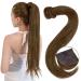 Easyouth Brown Ponytail Hair Extensions 16 Inch 80g Wrap Around Ponytail Human Hair Medium Brown Ponytail Extensions Remy Real Hair 40 cm/16" 4-Pony #4