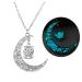 jojofuny Moon Necklace Moon Pendant Necklace Pendant Decor Owl Pendant Necklace Owl Luminous Decorate Light Blue 50*3.5cm