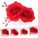 Angoily Flower Hair Comb Flower Hair Clip Flower Hair Accessories Garlands for Decor Floral Hair Clips for Women Bridal Hair Clip Tiara Rose Red Wedding Rhinestones Bride - Buy Online on GoSupps.com