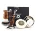 Haryali London Razor set-5-part shaving set-sustainable-3 edge razor set-wooden brush made of wood-shaving racks made of wood-shaving soap cream & stainless steel rasier bowl