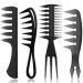 4 Pcs Hair Comb Styling Set Double Side Tail Combs with Afro Pick Barber Wide Tooth Comb for Men Women Beard Hairstylist Tools African American Accessories  Black  4 Styles