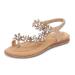 Summer Women Flat Gladiator Sandals Shoes Woman Flip Flop Crystal Flower Casual Beach Sandals (Size:10code) B 7code