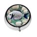 White Tropical Fishround Pill Box 3 Compartments Round Pill Box Organizer for Purse Or Pocket &*Portable Travel Pill Box