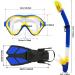 Kids Snorkeling Set with Fins, Full Dry Snorkel, and Swimming Goggles - Navy Blue/Lemon Yellow - Buy Online on GoSupps.com