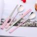 Chopsticks Spoon Set Red Stainless Steel Chopsticks Spoons 4 Sets Sushi Chopstick Soup Spoon Dinner Tableware Fork and Spoon HUAN TAI (Color : Pink) - Buy Online on GoSupps.com