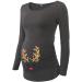 Pregnant Deer Christmas Maternity Top - Women's Warm Hooded Pullover, Long Sleeves - Size L Grey - Buy Online on GoSupps.com