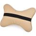 DSstyles 2-Piece PU Leather Car Neck Pillow Set | 28x18 cm Headrest Cushion - Beige - Buy Online on GoSupps.com
