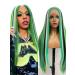 Vebonny 26 inches green/black and white highlighted synthetic lace front wig-stylish hair part for women ideal for fashion and cosplay vebonny-828 Emerald Monochrome-828
