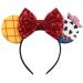 Foeran Mouse Ears Headbands  Sequin Mouse Ears Headband with Bow for Kids Adults Women  Accessories for Birthday Party Cosplay Costume(cow yellow)