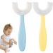U-shaped children's toothbrush U-shaped children's toothbrush at the age of 2 6 years toddler toothbrush with food-safe soft silicone brush head (AGED 6-12 blue+yellow) Aged 6-12 Blau+yellow