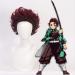 Kamado Tanjirou Wig Demon Slayer: Kimetsu no Yaiba Dark Red Heat Resistant Synthetic Hair Wigs + Wig Cap 30cm