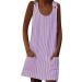 Women's Wing Sleeve Round Neck Pocket Button Striped Camisole Dress Plus Size Pocket Dress Full Length Dress Plus Pink 4X-Large - Buy Online on GoSupps.com