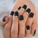 Matte Black Full Cover Short Round Press On Nails with Gold Metallic Line Design - 24pcs Set - Buy Online on GoSupps.com