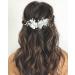 Prosy Bride Wedding Flower Hair Pieces Silver Bridal Pearl Hair Accessories Rhinestones Hair Comb Slides for Women and Girls - Buy Online on GoSupps.com