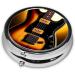 Portable Metal Pill Box - Round Mini 3-Compartment for Travel | Instrumental Guitar Design - Buy Online on GoSupps.com