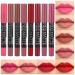 evpct 8Pcs Nude Pink Beige Ruby Rose Red Brown Chestnut Mauve Matte Lipstick and Lip Crayon Liner Pencils Pen Set for Women DNM Designer Lip Stick Set with Liner labiales mate 24 horas originales 01 8 Count (Pack of 1) S...