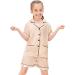 SWOMOG Kids Satin Pyjamas Set - 6-7 Years Champagne | Button-Down Silk Nightwear 2 Piece Lounge Set - Buy Online on GoSupps.com