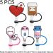 5pcs Straw Caps Covers PVC Silicone Stethoscope School Grad Party Decor Plugs Toppers Tumblers Cartoon Tips Style 1 - Buy Online on GoSupps.com