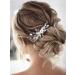 Unicra Bride Silver Wedding Hair Comb Flower Bridal Side Comb Sparkly Crystal Hair Piece Leaf Hair Accessorie for Women and Girls